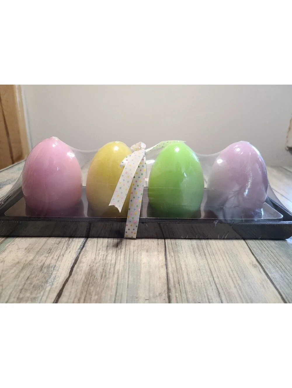 For Hallmark Easter Egg Candles With Wooden Tray Egg-shaped